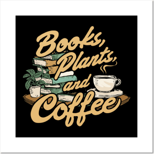 Books Plants and Coffee, Retro Posters and Art